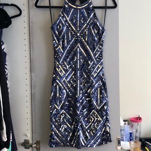 Parker blue and black beaded dress size small